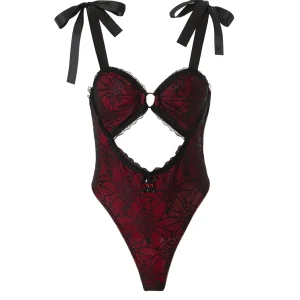 Body sexy araignée rouge et noir