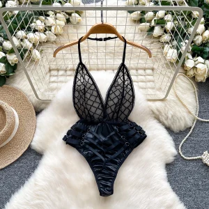 body sexy noir imitation cuir