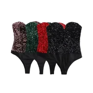 body bustier à paillettes