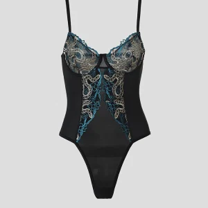 body sexy noir brodé