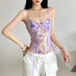 Body sexy violet broderie